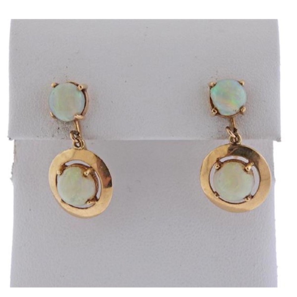 Antique 14k Gold Opal Earrings